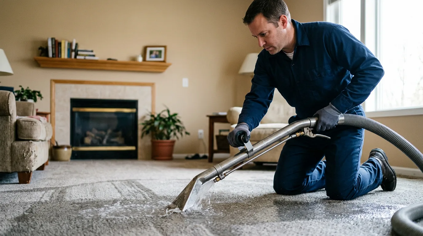 Water damage restoration technician working near Princeton, NJ